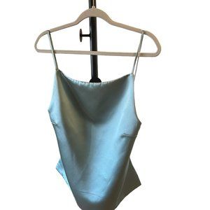 Zara Satin Backless Top Pistachio Green
